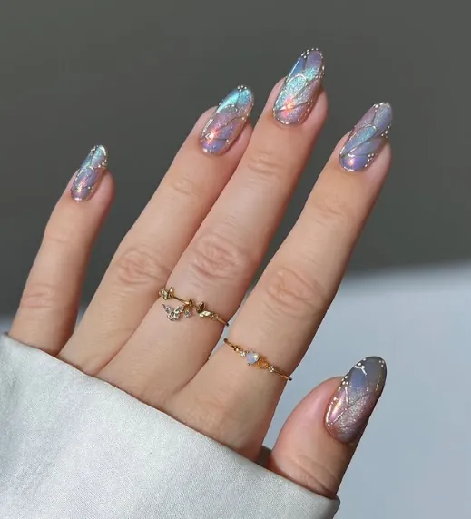 Iridescent Butterfly Nails